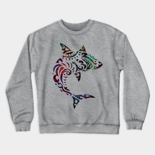 Tribal Shark Crewneck Sweatshirt by madmonkey